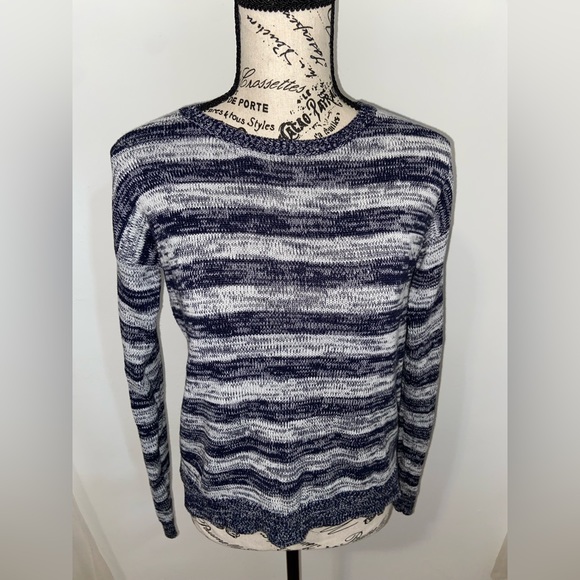 Aéropostale Navy & Heather Gray Striped Round Neck Sweater - Picture 11 of 11